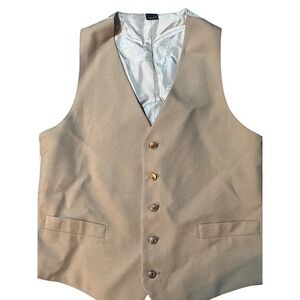 Farah‎ Mens Beige Vest waistcoat Formal Dress Gold 5 Button Front Pockets